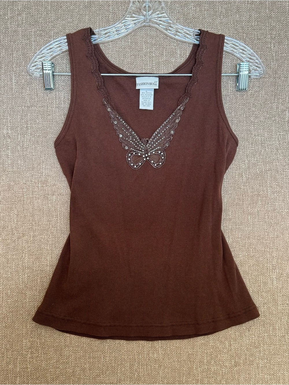 Fairycore y2k butterfly sequin embroidered v neck cami